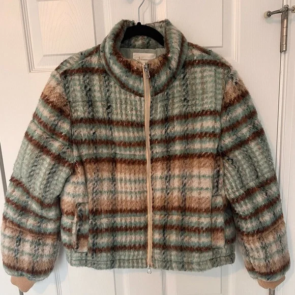 Anthropologie Plaid Puffer Jacket - Picture 1 of 7
